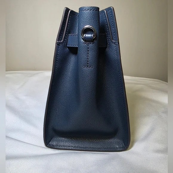 Michael Kors Leather Hamilton Medium Satchel & Crossbody- Navy  NWT Retails $558 - Picture 6 of 11